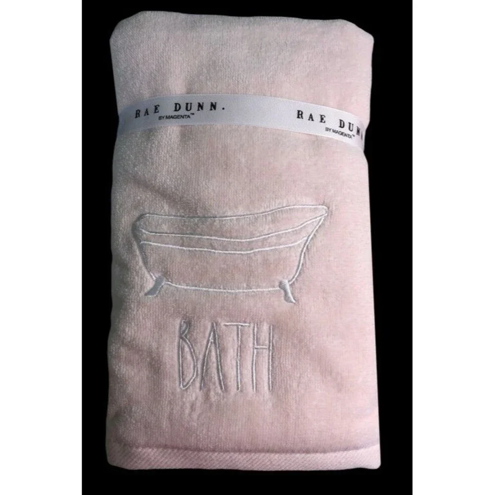Rae Dunn Pink Hand Towels Bathroom Beach Embroidered Bathtub Guest Set of 2